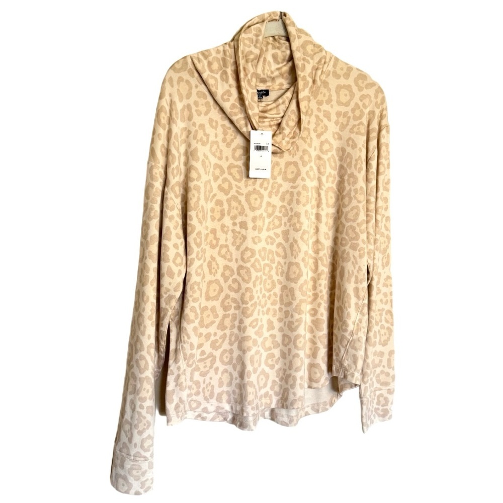 Splendid Animal Print Leopard Joggers & Sweatshirt 2PC SET Oatmeal Sz L NEW $266